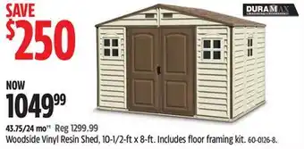 Canadian Tire Duramax side Vinyl Resin Shed offer