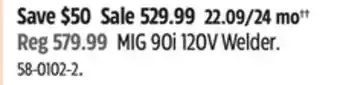 Canadian Tire Lincoln MIG 90i 120V Welder offer