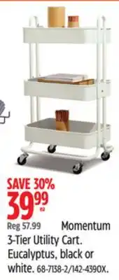 Canadian Tire type A 3-Tier Utility Cart. Eucalyptus, black or white offer