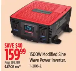 Canadian Tire MotoMaster 1500W Modified Sine Wave Power Inverter offer
