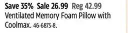 Canadian Tire Ventilated Memory Foam Pillow with Coolmax offer