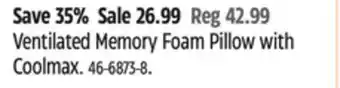 Canadian Tire Ventilated Memory Foam Pillow with Coolmax offer