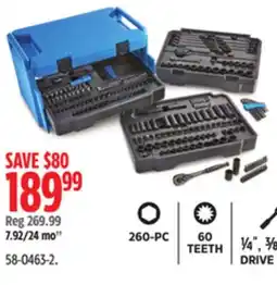 Canadian Tire Mastercraft 260-PC 60 TEETH ¼ , ⅜ DRIVE offer