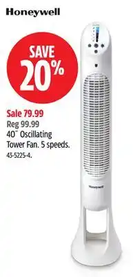 Canadian Tire Honeywell 40˝ Oscillating Tower Fan.5 speeds offer