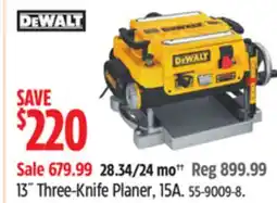 Canadian Tire DEWALT 13˝ Three-Knife Planer, 15A offer