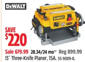 Canadian Tire DEWALT 13˝ Three-Knife Planer, 15A offer