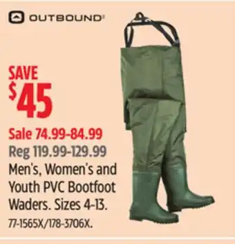 Canadian Tire Men's, Women's and Youth PVC Bootfoot Waders offer