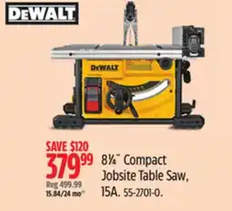 Canadian Tire DEWALT 81⁄4˝ Compact Jobsite Table Saw, 15A offer
