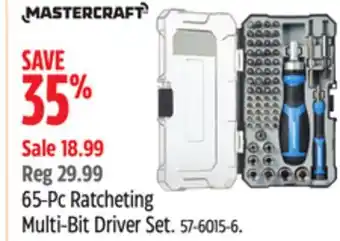 Canadian Tire Mastercraft 65-Pc Ratcheting Multi-Bit Driver Set offer