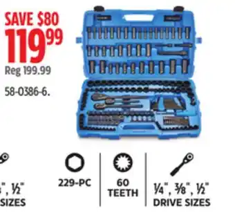 Canadian Tire Mastercraft , ½ SIZES 229-PC offer