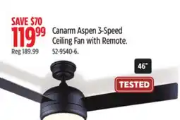 Canadian Tire Canarm Aspen 3-Speed Ceiling Fan with Remote offer