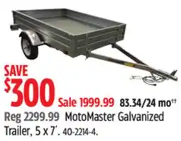 Canadian Tire MotoMaster Galvanized Trailer, 5 x 7´ offer
