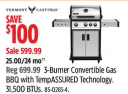 Canadian Tire 3-Burner Convertible Gas BBQ with TempASSURED Technology offer