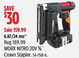 Canadian Tire WORX WORX NITRO 20V 3⁄8˝ Crown Stapler offer