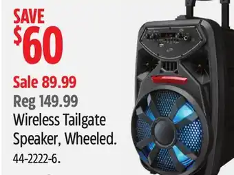 Canadian Tire Wireless Tailgate Speaker, Wheeled offer