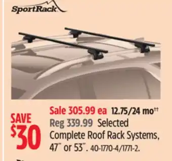 Canadian Tire SportRack Complete Roof Rack Systems, 47˝ or 53 offer
