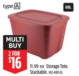 Canadian Tire type A Storage Tote. Stackable offer