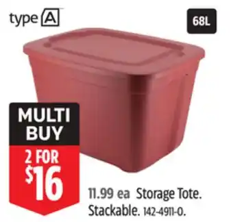 Canadian Tire type A Storage Tote. Stackable offer