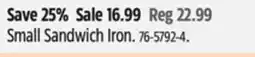 Canadian Tire Woods Small Sandwich Iron offer