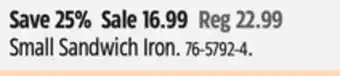 Canadian Tire Woods Small Sandwich Iron offer