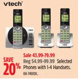 Canadian Tire Vtech Selected Phones with 1-4 Handsets offer
