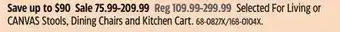 Canadian Tire Selected For Living or CANVAS Stools, Dining Chairs and Kitchen Cart offer