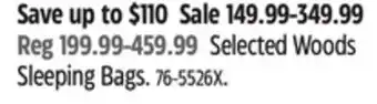 Canadian Tire Selected Woods Sleeping Bags offer