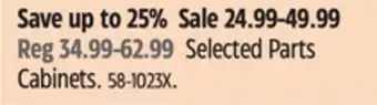 Canadian Tire Mastercraft Selected Parts Cabinets offer