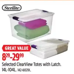 Canadian Tire Selected ClearView Totes with Latch offer