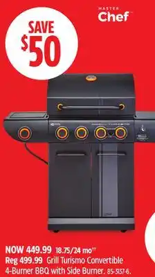 Canadian Tire MASTER Chef Grill Turismo Convertible 4-Burner BBQ with Side Burner offer