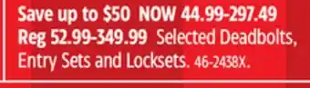 Canadian Tire Schlage Selected Deadbolts, Entry Sets and Locksets offer