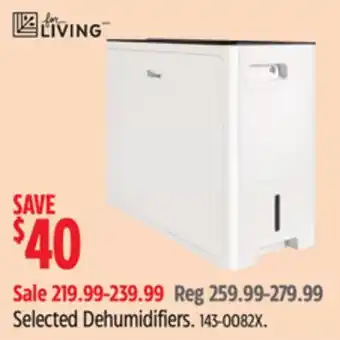 Canadian Tire For Living Selected Dehumidifiers offer