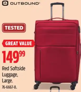 Canadian Tire Red Softside Luggage, Large offer
