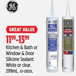 Canadian Tire Ge Kitchen & Bath or Window & Door Silicone Sealant offer