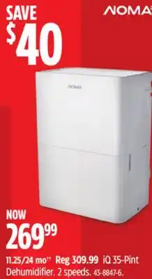 Canadian Tire NOMA iQ 35-Pint Dehumidifier offer