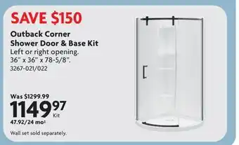 Home Hardware Outback Corner Shower Door & Base Kit offer