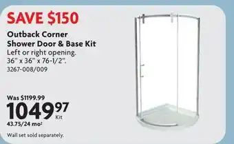 Home Hardware Outback Corner Shower Door & Base Kit offer