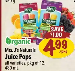 Farm Boy Mrs. J' s Naturals Juice Pops offer