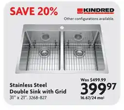 Home Hardware Stainless Steel Double Sink with Grid offer
