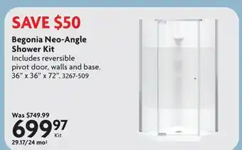 Home Hardware Begonia Neo-Angle Shower Kit offer