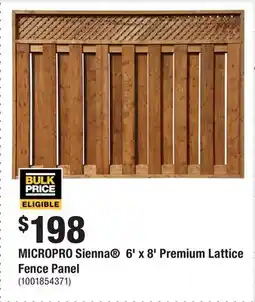 Home Depot MICROPRO Sienna 6' x 8' Premium Lattice Fence Panel offer