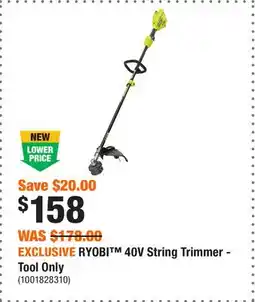 Home Depot EXCLUSIVE RYOBI 40V String Trimmer - Tool Only offer