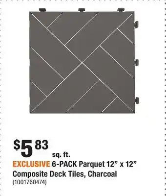 Home Depot EXCLUSIVE 6-PACK Parquet 12 x 12 Composite Deck Tiles, Charcoal offer