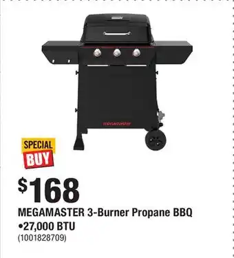 Home Depot MEGAMASTER 3-Burner Propane BBQ •27,000 BTU offer