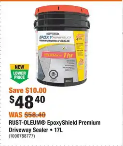 Home Depot RUST-OLEUM EpoxyShield Premium Driveway Sealer • 17L offer