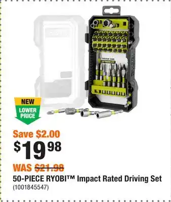 Home Depot 50-PIECE RYOBI Impact Rated Driving Set offer