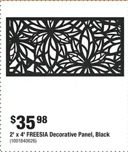 Home Depot 2' x 4' FREESIA Decorative Panel, Black offer