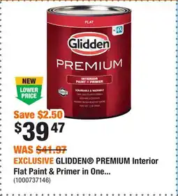 Home Depot EXCLUSIVE GLIDDEN PREMIUM Interior Flat Paint & Primer in One offer