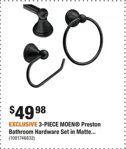 Home Depot EXCLUSIVE 3-PIECE MOEN Preston Bathroom Hardware Set in Matte offer