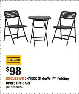 Home Depot EXCLUSIVE 3-PIECE StyleWell Folding Bistro Patio Set offer